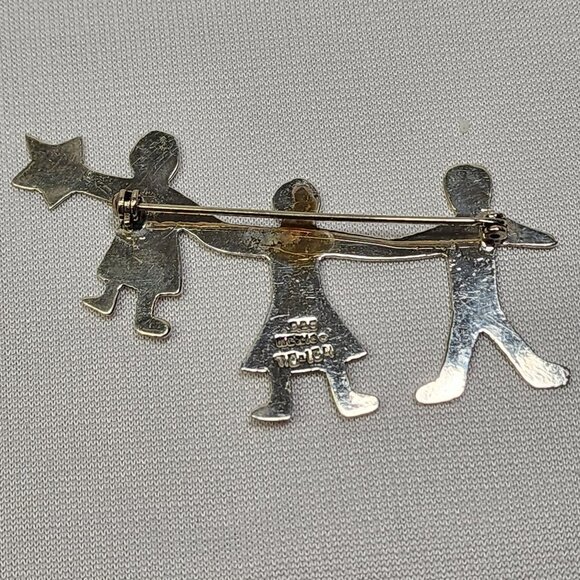 Vintage Mexico 925 Sterling Silver Family Pin - Picture 2 of 7